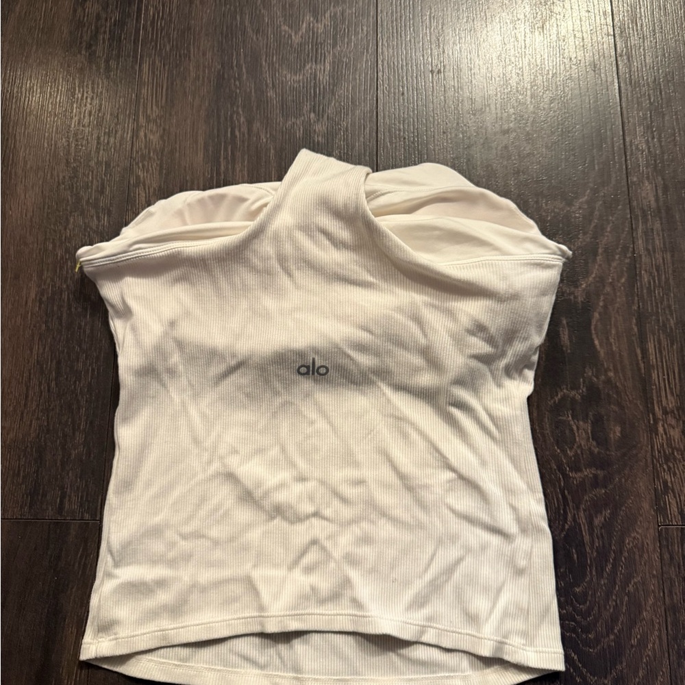 ALO Yoga White Ribbed Racerback Tank - Picture 3 of 4